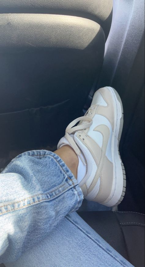 Women Nike Low Dunk, Beige Dunk Low, Shoes Aesthetic Dunks, Neutral Nike Dunk Low, New Dunks Low, Fits With Nike Shoes, Beige Low Dunks, Nike Dunk Lows Women, Womens Dunks Low