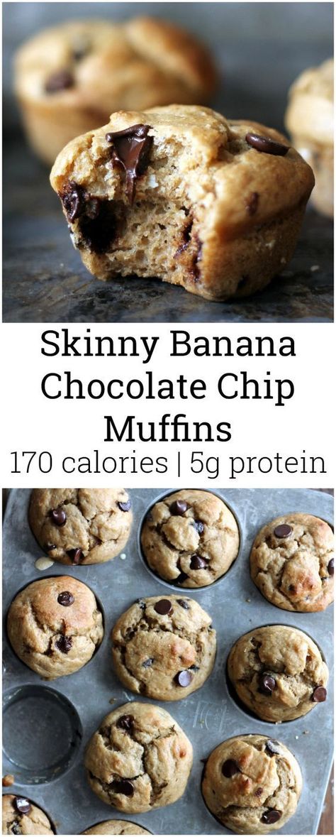 Banana Muffins With Chocolate Chips, Resep Muffin, Muffins With Chocolate Chips, Muffins With Chocolate, Healthy Banana Muffins, Banana Chocolate Chip Muffins, Healthy Banana, God Mat, Think Food