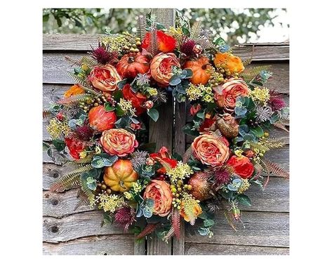 Early Fall Decor Late Summer, Classic Front Door, Farmhouse Fall Wreath, Fall Decor Wreaths, Autumn Wreaths For Front Door, Pumpkin Door Hanger, Silk Florals, Thanksgiving Wreath, Harvest Wreath