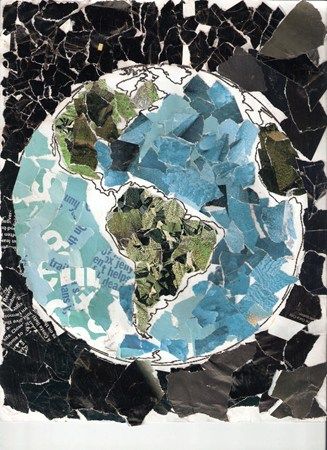 Earth Collage, Recycling Lessons, Windsor Knot, Earth Day Crafts, 5th Grade Art, Earth Day Activities, Ecole Art, Collaborative Art, Art Lessons Elementary