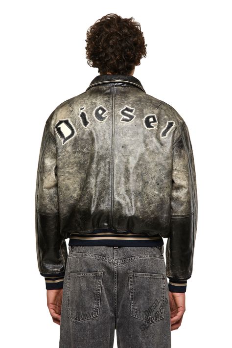 Vintage Diesel Jacket, Diesel Leather Jacket Men, Diesel Jacket Men, Diesel Leather Jacket, College Jacke, Diesel Vintage, Diesel Jacket, Leather Varsity Jackets, Vintage Diesel