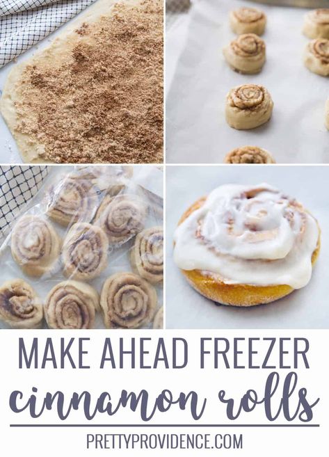 Freezing cinnamon rolls is my favorite kitchen hack for winter months! These easy make ahead cinnamon rolls will make hosting guests a breeze and create happy tummies on special Sunday mornings! #makeaheadcinnamonrolls #cinnamonrolls #freezercinnamonrolls #freezablecinnamonrolls Freezing Homemade Cinnamon Rolls, Make Ahead Cinnamon Rolls Easy, Sourdough Cinnamon Rolls Freezer, Make Ahead And Freeze Cinnamon Rolls, Freezable Cinnamon Rolls, Freezing Cinnamon Rolls Before Baking, Freezer Cinnamon Rolls Recipe, Cinnamon Rolls Freezer, Frozen Cinnamon Roll Recipe