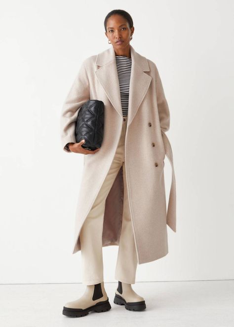 24 Stylish Winter Coats for Under £250 | Who What Wear UK Beige Winter Coat, Belted Wool Coat, Long Coat Outfit, Stylish Winter Coats, Oversized Wool Coat, Herringbone Coat, Casual Denim Jacket, Straight Clothes, Coat Trends