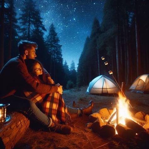 Campfire Photoshoot, Couple Campfire, Campfire Couple, Campfires Photography, Welcome To The Dollhouse, City Dark, Couple Camping, Valeria Lukyanova, Camping Couple