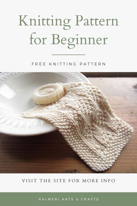 Diamond Washcloth - Palmeri Arts & Crafts | Free Beginner Knit Pattern Beginner Knit, Knit Dishcloth Pattern, Knitted Washcloth Patterns, Dishcloth Patterns Free, Small Knitting Projects, Miniature Knitting, Knitted Washcloths, Dishcloth Knitting Patterns, Washcloth Pattern