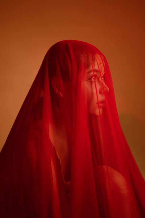 #art #fineartphotography #woman #clothing Red Veil Photography, Red Tulle Photoshoot, Red Curtain Photoshoot, Mesh Photoshoot, Red Photoshoot Ideas, Plastic Photoshoot, Tulle Photoshoot, Eve Photoshoot, Vday Shoot