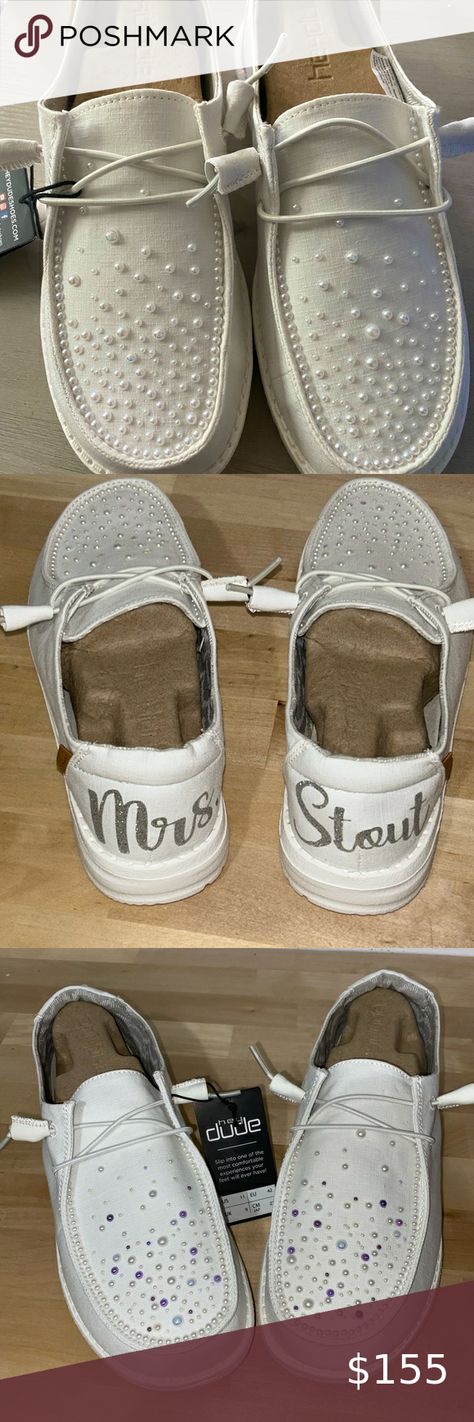 Custom pearl wedding white Hey Dude shoes Wedding Shoes Bride Hey Dudes, Hey Dude Bridal Shoes, Diy Wedding Hey Dudes, Wedding Hey Dudes For Groom, Wedding Shoes Hey Dudes, Pearl Hey Dudes, Bride And Groom Hey Dudes, Hey Dudes Wedding Shoes, Bridal Hey Dudes