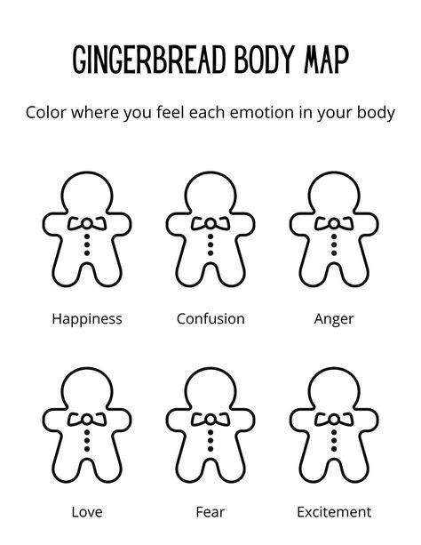 Help children to identify where they feel different emotions in their body, with a gingerbread twist for the holidays! Christmas Therapy Activities Kids Mental Health, Christmas Therapy Activities Kids, Therapeutic Classroom, Social Work Interventions, Christmas Therapy, Expressive Therapy, Counseling Tips, Therapy Interventions, Coping Skills Activities