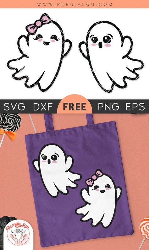 Use these free cute ghost SVG cut files with your Silhouette or Cricut to create adorable Halloween projects. Cricut Joy Halloween Projects, Free Svg Halloween, Cameo Silhouette Projects, Halloween Svgs Free, Ghost Svg, Free Svg Files For Cricut, Halloween Cricut Projects, Ghost Svg Free, Ghost Free Svg