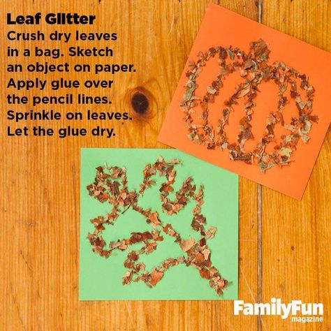 Fall craft idea for the kids. Crushed leaves to make "leaf glitter" Infant Art, Autumn Leaves Craft, November Crafts, Fun Fall Crafts, Autumn Ideas, Fall Preschool, Fall Craft, Leaf Crafts, Daycare Crafts