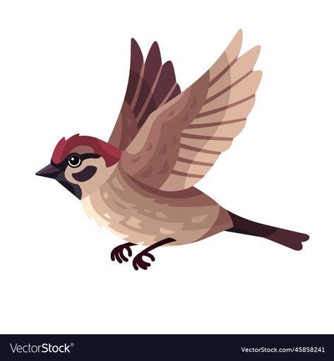 Bird Flying Illustration, Sparrow Images, Flying Bird Illustration, Bird Character Design, Sparrow Flying, Bird Cartoon Character, Flying Bird Vector, Flying Sparrow, Birds Png