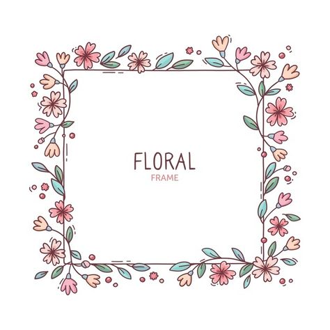 Cute spring floral frame | Free Vector #Freepik #freevector #flower #frame #floral #nature Flower Border Doodle, Floral Border Painting, Border Floral Design, Borders Design Pattern, Borders And Frames Flowers, Floral Frame Drawing, Floral Design Drawing Border, Photo Frame Border Design, Floral Drawing Ideas