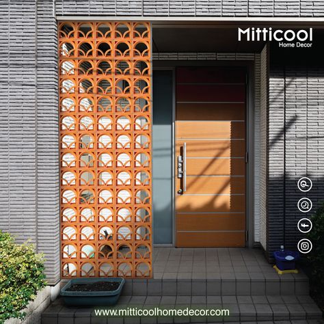 #MitticoolHomeDecor #Decor #terracottajaali #residence #architecture #terracotta #green #facade #facadedesign #detail #tropicalmodernism #tropicalarchitecture #bungalow #architectinranchi #architect #concretedesign #breezeblocks #jabalpur #bungalowdesign #clayjali #terracottajaliblocks #jalifacade #jali #architectinmp #residential #AtmanirbharBharat #Vocal4Local #makeinindia Terracotta Jali Design, Terracotta Jali, Portico Design, Breeze Blocks, Entrance Door Design, Living Room Partition, Terracotta Clay, Room Partition, Brick Design