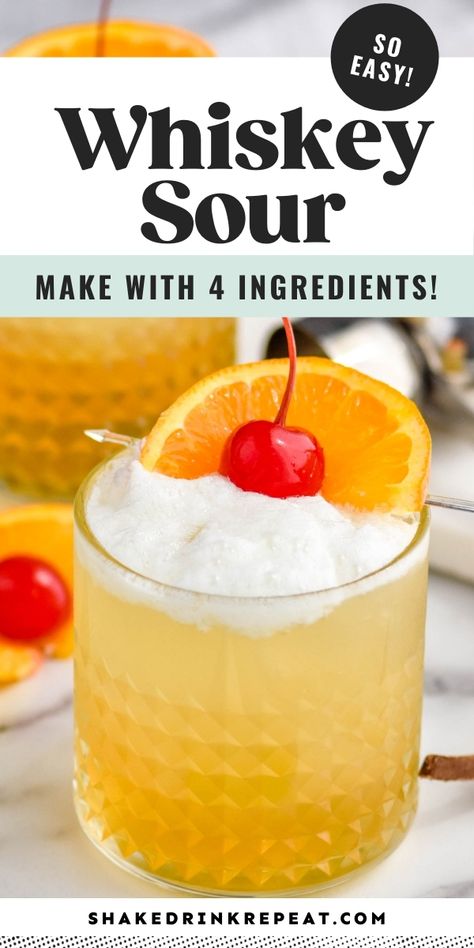 Whisky Sour Recipe, Sweet Alcoholic Drinks, Ginger Beer Drinks, Whiskey Cocktails Easy, Bourbon Drinks Recipes, Whiskey Drinks Recipes, Whiskey Sour Recipe, Best Whiskey, Simple Syrup Cocktails