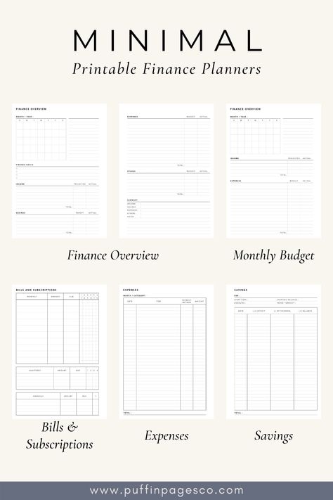 Browse our collection of minimal and functional financial planning inserts for your 2021 Finance and Budget Planner! #financialplanning #financeplanner Business Planner Printables, Printable Financial Planner, Financial Planner Printables, Financial Planning Printables, Budget Planner Template, Budget Planner Printable, Small Business Planner, Monthly Planner Printable, Monthly Budget Planner