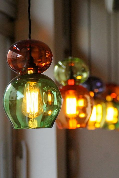 Bubble Glass Pendant Lights: Colourful Glass Lights — Curiousa & Curiousa Bathroom Hanging Lights, Coppa Club, Stairwell Chandelier, Dining Lights, Vanity Fixtures, Luxury Lighting Design, Hall Chandelier, Galley Kitchen Design, Lighting The Way