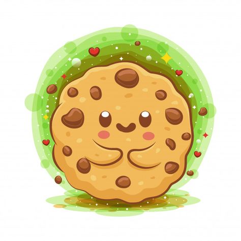 Cute Cookie Illustration, Cute Cookies Drawing, Cookie Cartoon Cute, Cute Cookie Drawing, Cookie Character, Cookie Cartoon, Cartoons Eating, Cookie Drawing, Kawaii Cookies