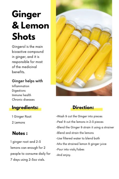 Ginger Juice Shots, Homemade Ginger Juice, How To Make Lemon Ginger Shots, How To Make Healthy Juice Shots, Ginger Health Shots Recipe, Homemade Wellness Juice Shots, Ginger Lime Shots, How To Make Ginger Shots At Home, Ginger Shots For Digestion