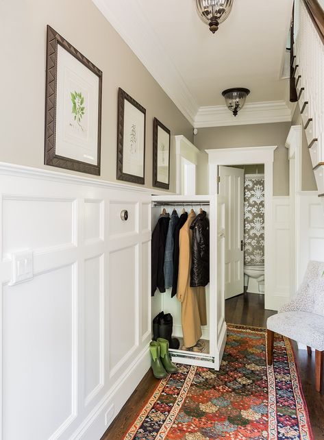 Project Before & After: Historic Home Renovation | Howell Custom Building Group Wainscoting Bathroom, Wainscoting Panels, Hidden Rooms, Coat Closet, Secret Rooms, Historic Home, Wainscoting, Dream Home Design, Home Staging