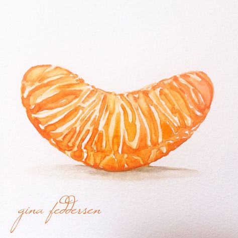 Tangerine Slice Tattoo, Orange Watercolor Painting, Mandarin Drawing, Tangerine Painting, Tangerine Drawing, Tangerine Illustration, Tangerine Tattoo, Orange Sketch, Tangerine Art