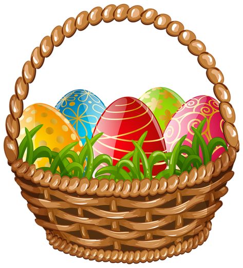 Easter Png Images, Easter Basket Clipart, Easter Egg Cartoon, Painted Easter Baskets, Bunny Silhouette, Easter Egg Basket, Bunny Drawing, Easter Pictures, Easter Egg Designs