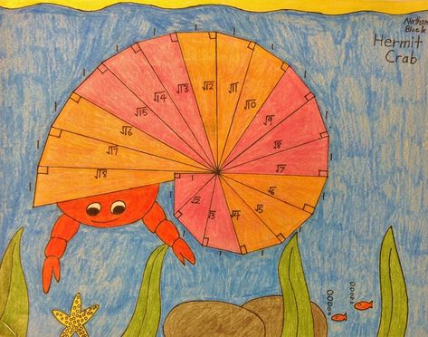 Hermit Crab...wheel of Theodorus Pythagorean Theorem Spiral Art, Pythagorean Spiral, Fibonacci Spiral Art, Sacred Geometry Art Mandalas, Math Art Projects, Math Club, High School Geometry, Activities Middle School, Spiral Math