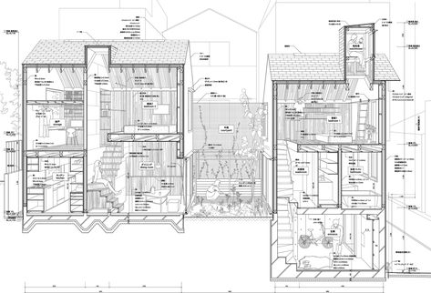 Imgur: The most awesome images on the Internet Atelier Bow Wow, Sectional Perspective, Orthographic Drawing, Machiya House, Section Drawing, Elevation Drawing, Urban Forest, Architecture Graphics, Architectural Section