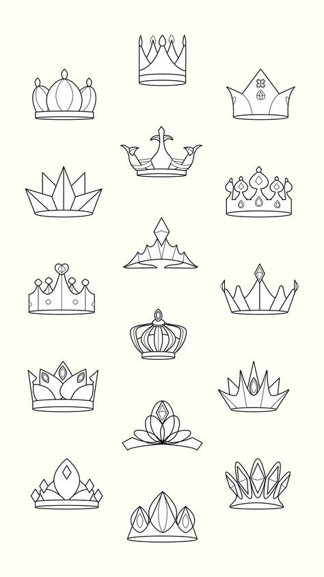 Geometric Crown, Royal Drawing, Crown Illustration, Crown Drawing, Crown Tattoo Design, Diamond Vector, Queen Tattoo, Handpoke Tattoo, Muster Tattoos