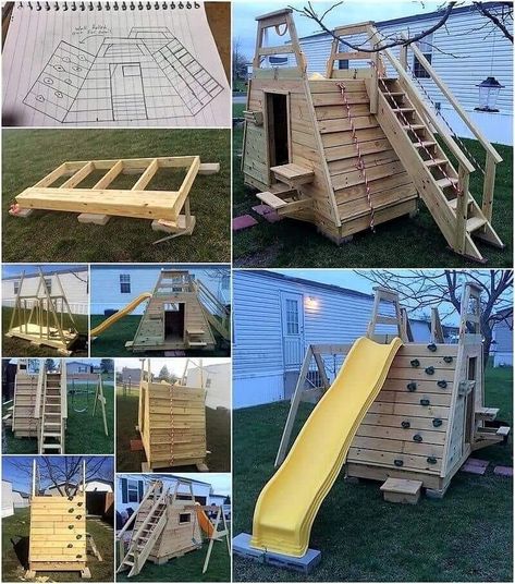 Pallet Playground, Pallet Home Decor, Diy Pallets, Diy Playground, Bedroom Entrance, Rustic Texture, Outdoor Bedroom, Pallet Creations, Jungle Gym