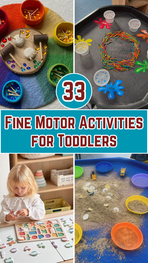 Looking for fun ways to boost your toddler’s fine motor skills? Check out these 33 easy and engaging fine motor activities! From simple crafts to hands-on play, these activities are perfect for toddlers to improve hand-eye coordination, dexterity, and more. Great for at-home play or preschool! Eyfs Fine Motor, Fine Motor Activities For Toddlers, Motor Activities For Toddlers, Table Activities For Toddlers, Toddler Friendly Meals, Potty Training Tips, Simple Crafts, Activities For Toddlers, Fine Motor Activities