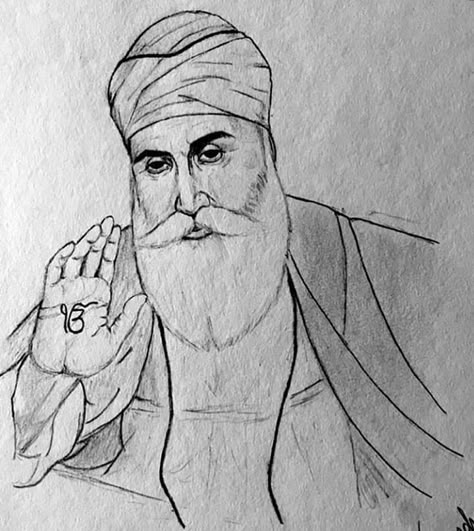 Guru Nanak Dev Ji Painting Pencil, Waheguru Drawing Easy, Guru Nanak Dev Ji Drawing Sketch, Guru Nanak Sketch, Waheguru Sketch, Guru Nanak Drawing, Guru Nanak Dev Ji Drawing Easy, Akbar Drawing, Guru Nanak Dev Ji Sketch