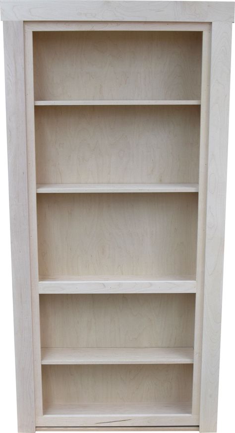 A beautiful addition to any home or office, our standard single bookcase doors are designed for storage and utility.. Constructed from real wood, and handmade in the USA, our doors will provide years of beauty and usage.. Fully assembled, pre-hung in its jamb, ready to install. Door size is the finished opening size, the rough opening should measure 2 inches wider and 2 inches taller. Hide-A-Way Doors 34 In. x 80 In. Outswing Unfinished Maple Standard Bookcase Door - Handmade in USA, Pre-hung, F Bookcase Doors, Hidden Closet, Bookshelf Door, Murphy Door, Pine Bookcase, Hidden Doors, Unfinished Furniture, Bookcase Door, Door Casing