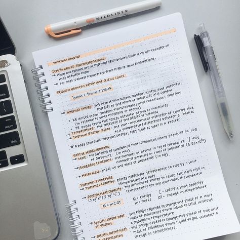 studygram on Instagram: “- physics notes on thermal energy . . . today, I finished my written assignment (finally!) and did a bit of revision of the earlier…” Thermal Physics Notes, How To Take Notes For Physics, Aesthetic Notes Physics, Notetaking Aesthetic, Notes Physics, Neat Notes, Physics Notes, Bullet Journal Notes, Thermal Energy