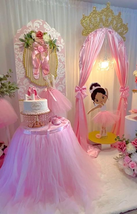 Ballerina princess theme Baby Shower Party Ideas | Photo 1 of 20 | Catch My Party Ballerinas Birthday Party Ideas, Princess Theme Decorations Ideas, Ballerina Themed Birthday Party Backdrop, Tutu Cute Baby Shower Theme, Ballerina Theme Baby Shower Ideas, Princess Theme Birthday Party Decoration, Ballerina Baby Shower Ideas, Princess Theme Baby Shower Ideas, Ballet Party Ideas