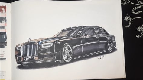 Royals Royce Cars, Rolls Royce Sketch, Royal Rolls, Rose Royce Car, Phantom Drawing, Traditional Drawings, Photo Frame Crafts, Royce Car, Cars Drawing