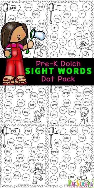 Sight Word It Worksheet Free, Sight Word Kindergarten Free, Site Word Activities, Color Sight Words Free, Kindergarten Sight Words, Sight Word Activities For Kindergarten, Preschool Sight Words Activities, Pre K Sight Words, Dot Marker Printables