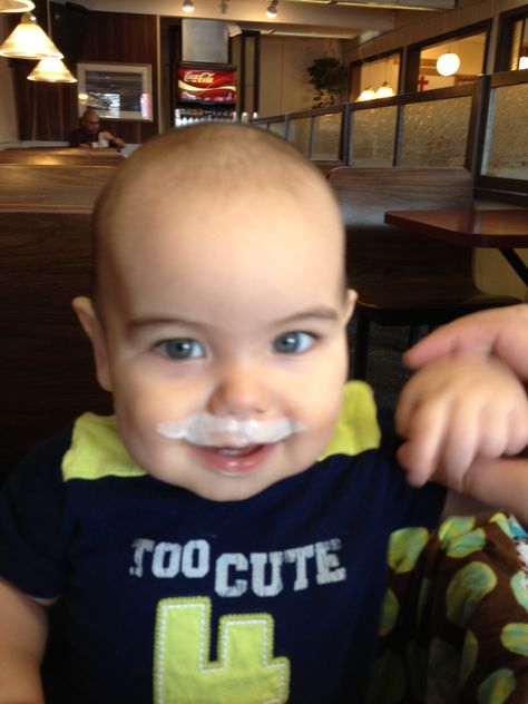 My first milk mustache! Milk, Baby Face