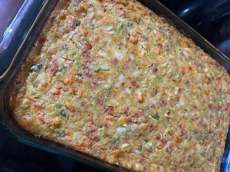 Crawfish Cornbread — Noshings with Nicole Crawfish Cornbread, Jiffy Cornbread Mix, Eat Enough, Colby Cheese, Jiffy Cornbread, Sweet Cornbread, Serrano Pepper, Cornbread Mix, Green Tips