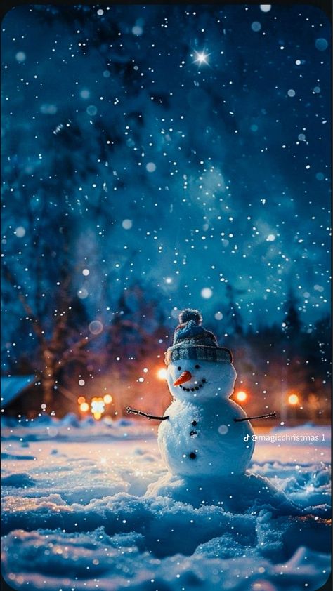 Snow Night Aesthetic, Snowman Aesthetic, Winter Wonderland Aesthetic, Snowman Background, Christmas Images Wallpaper, Holiday Scenery, Winter Wonderland Background, Winter Wonderland Wallpaper, Beautiful Winter Pictures