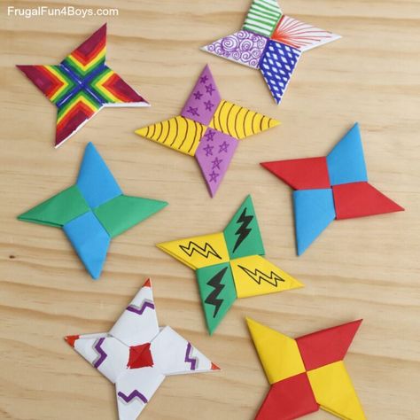 How to Fold Paper Ninja Stars - Frugal Fun For Boys and Girls Paper Ninja Stars, Ninja Stars, Ninja Star, Folding Origami, Cool Paper Crafts, Crafts For Boys, Origami Art, Upper Elementary, Kids Entertainment