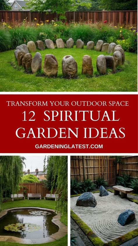 12 specially designed spiritual gardens that offer more than just beauty but will hopefully provide you with inspiration for your spiritual sanctuary—Easy to build and most;y inexpensive these designs shouldf help you find inner peace. From Zen serenity gardens with minimalist charm to lush, moonlit retreats, each garden design invites you to a personal haven of tranquility. Perfect for meditation or simply enjoying nature's embrace, these ideas will inspire you to transform your outdoor space into a soul-soothing escape. Explore each serene setting and find the perfect garden to cultivate your own space.