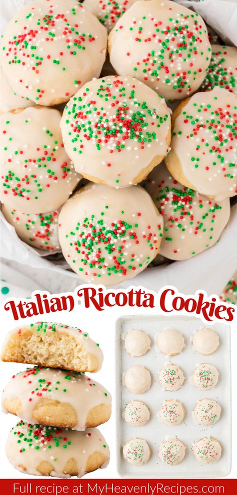 italian ricotta cookies Soft Italian Ricotta Cookies, Ricotta Cheese Cookies Italian, Christmas Ricotta Cookies, Italian Cookies With Ricotta Cheese, Italian Sour Cream Cookies, Ricotta Italian Cookies, Ricotta Cookies Christmas, Almond Ricotta Cookies, Italian Ricotta Cookies Recipe