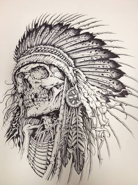 Native American Tattoo Drawings, Indian Headdress Tattoo, Indian Skull Tattoos, Native American Tattoo Designs, Indian Tattoo Design, Headdress Tattoo, Native American Tattoo, Mexican Art Tattoos, Skull Sketch