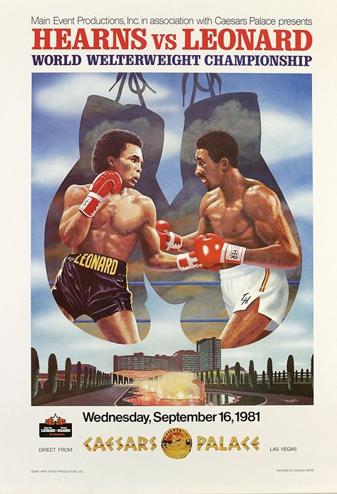 Hearns vs Leonard Portrait Boxing - Boxing Art UK Vintage Boxing Posters, Sugar Ray Leonard, Ray Leonard, Boxing Images, Boxing Posters, Muhammad Ali, Vintage Art Prints, Vintage Box, Us Images