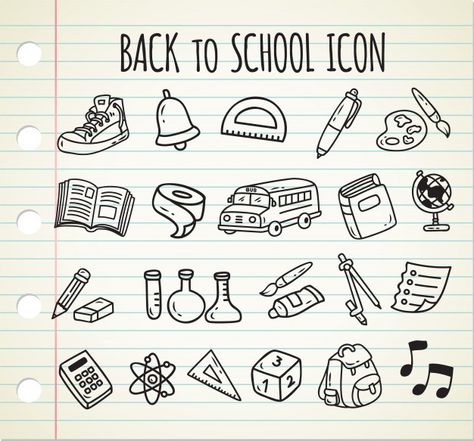 Back to school themed doodle icon Premium Vector Doodle Art School Theme, School Doodles Drawings, Study Doodles, Doodles School, School Journal, Planner Doodles, Star Doodle, Notebook Sketches, School Journals