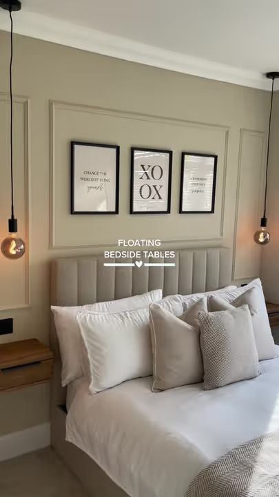 (55)So happy we went for these floating bedside tables #bedsidetable #beds... | TikTok Bedside Table Floating, Floating Bedside Tables, Floating Bedside Table, Bedroom Refresh, Happy We, Spare Room, Main Bedroom, Bedside Tables, Home Gadgets