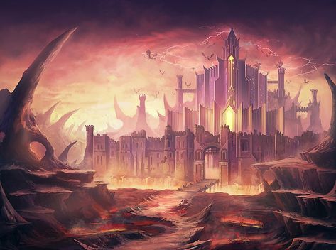 Evil Fantasy Castle, Underworld Castle, Evil Fortress, Evil Castle, Science Conference, Royal Castles, Fantasy Background, Castle Art, My Fantasy World