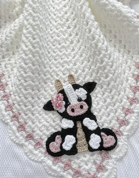 **Current lead time for baby blankets is approximately 4-6 weeks due to current order volume ** HOWEVER if you need it by a specific date, please message us!! We will try our best to accommodate!!!**Crocheted Blanket with Crocheted Applique, handmade with love!TWO blanket sizes to choose from! Smal Aesthetic Crochet Blanket, Cow Baby Blanket, Appliques Au Crochet, Crochet Blanket Free, Blanket Colors, Crochet Knit Blanket, Handmade Baby Blanket, Crochet Baby Gifts, Crocheted Baby Blanket