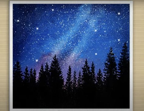 23 Easy Night Sky Painting Tutorials (Acrylic, Watercolor, Poster Paint, Gouache) | Acrylic Painting School Night Sky Paint Color, Stargazing Painting Easy, Midnight Painting Easy, Nighttime Paintings Easy, How To Paint Stars Acrylic, Gouache Night Sky, How To Paint Night Sky Acrylic, Paint Night Tutorials, Night Sky Painting Easy Step By Step