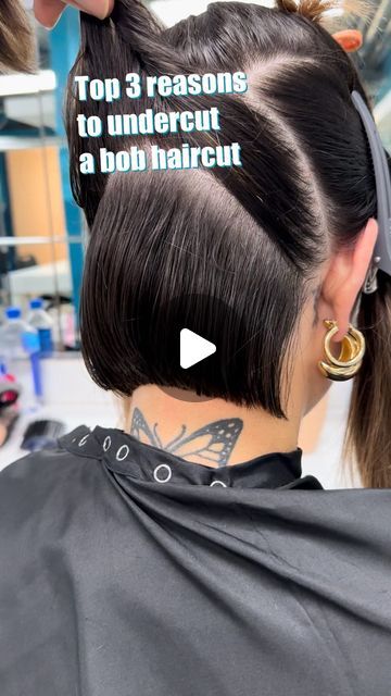 Ray Hornback Bob Haircutting Education on Instagram: "Top 3 reasons to undercut a bob haircut  1. Reduce bulk and create space for hair to move on thick hair clients.  2. Creates longevity for the grow out. The haircut will look better for a longer period of time. Easier styling for the client.  3. Supports the shape of the haircut. This undercut requires least commitment as opposed to shaving the hair and supports the shape of the cut overall.  Will you try this? 👇🏼Let me know! 👇🏼  I used my @arcscissors PARAGON II to create this entire haircut. If you need a pair use Code RAY15 for a 15% discount #arcscissors #arcpartner #madeinjapan" Soft Undercut Bob, Long Undercut Bob Haircut, Undercut Bobs For Thick Hair, Undercut A Line Bob, Undercut Bob Haircut For Thick Hair, Inverted Bob Hairstyles With Undercut, Short Haircuts For Women With Thinning Hair, Undercut Women’s Hair, Bob Hair With Undercut